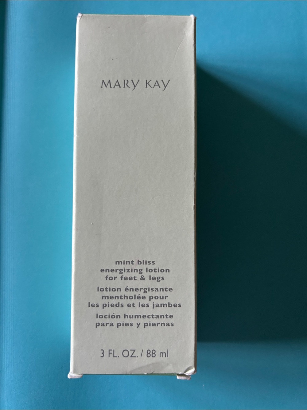 Mary Kay Foot & Leg Energizing Lotion — White and Aqua Blue Accents